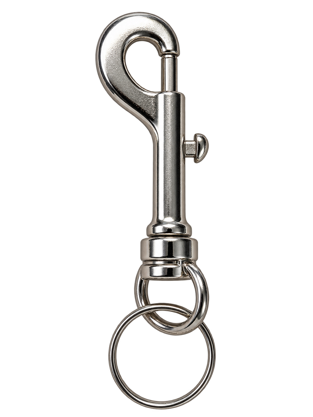 Schlüsselanhänger mit Karabinerhaken und Schlüsselring – Metall, silberfarben