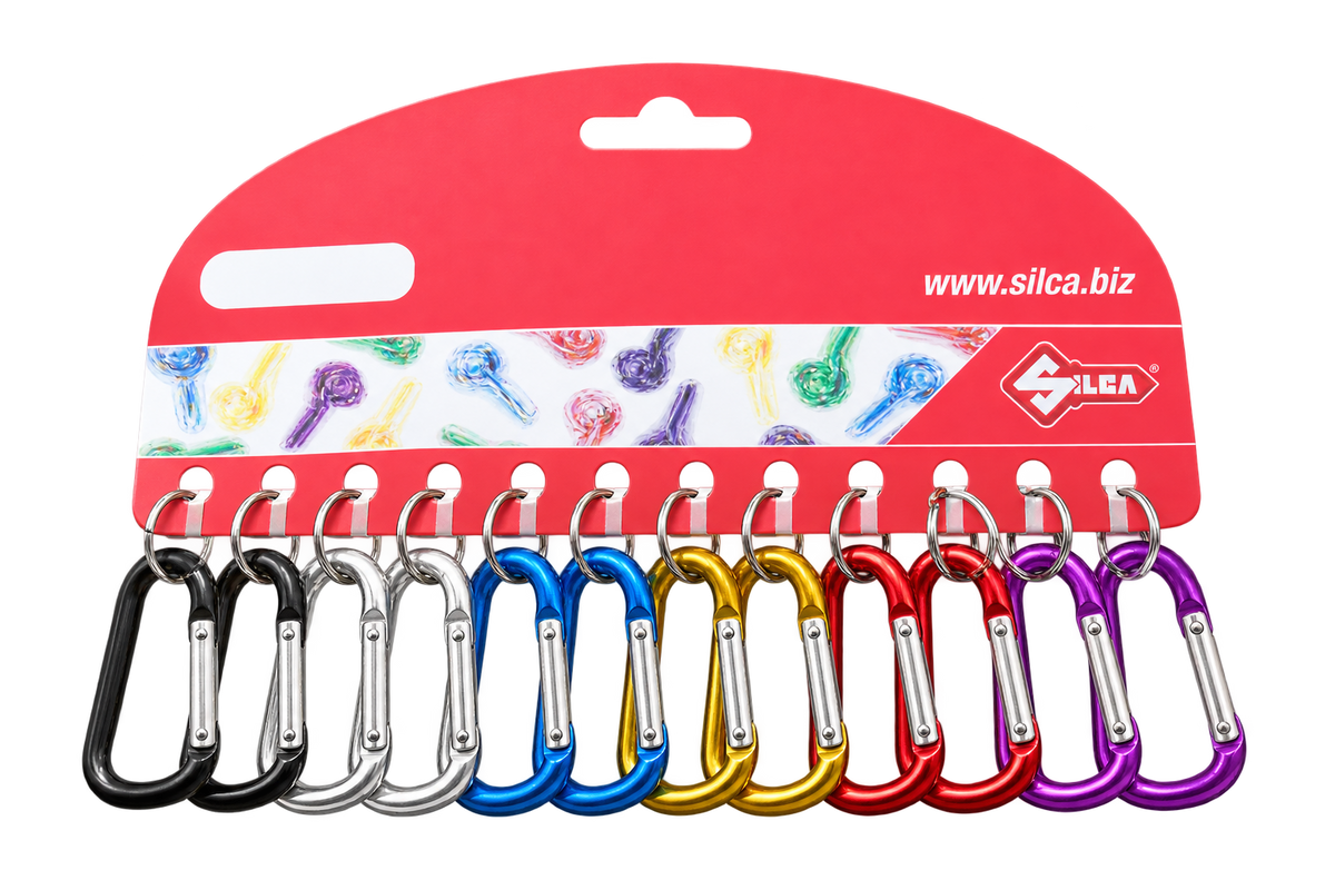 Silca Karabinerhaken 75 × 40 mm mit Schlüsselring (VE: 12Stück)